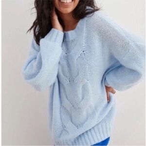 Aerie Soft Blue Cable Knit Sweater XS